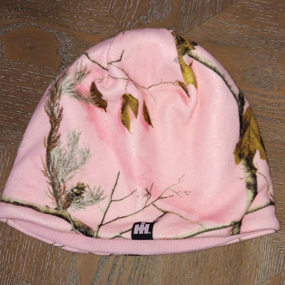 Pink and Brown Camouflage Beanie Hat